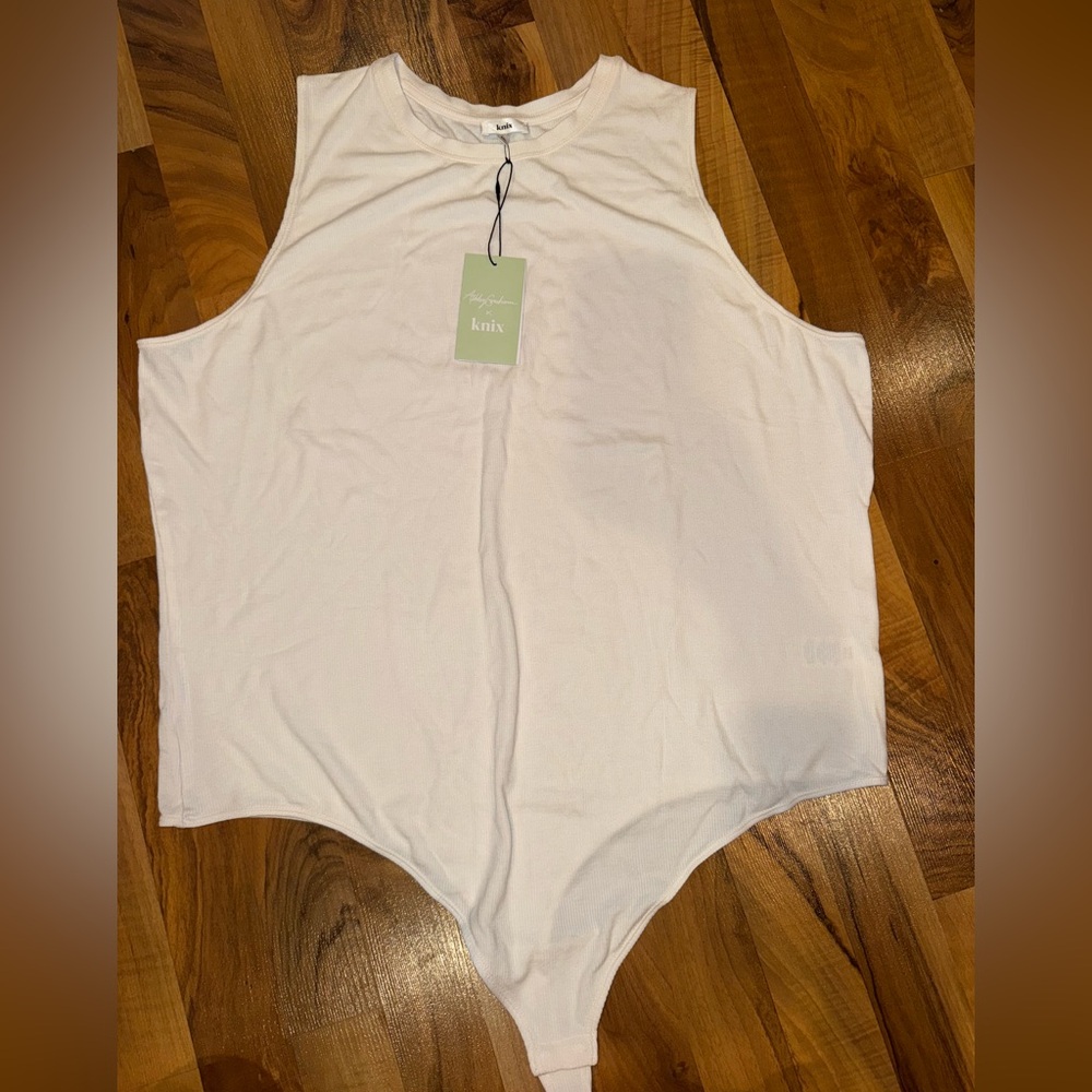 Knix off white ribbed thong body suit tank top 4X NWT classic summer layer